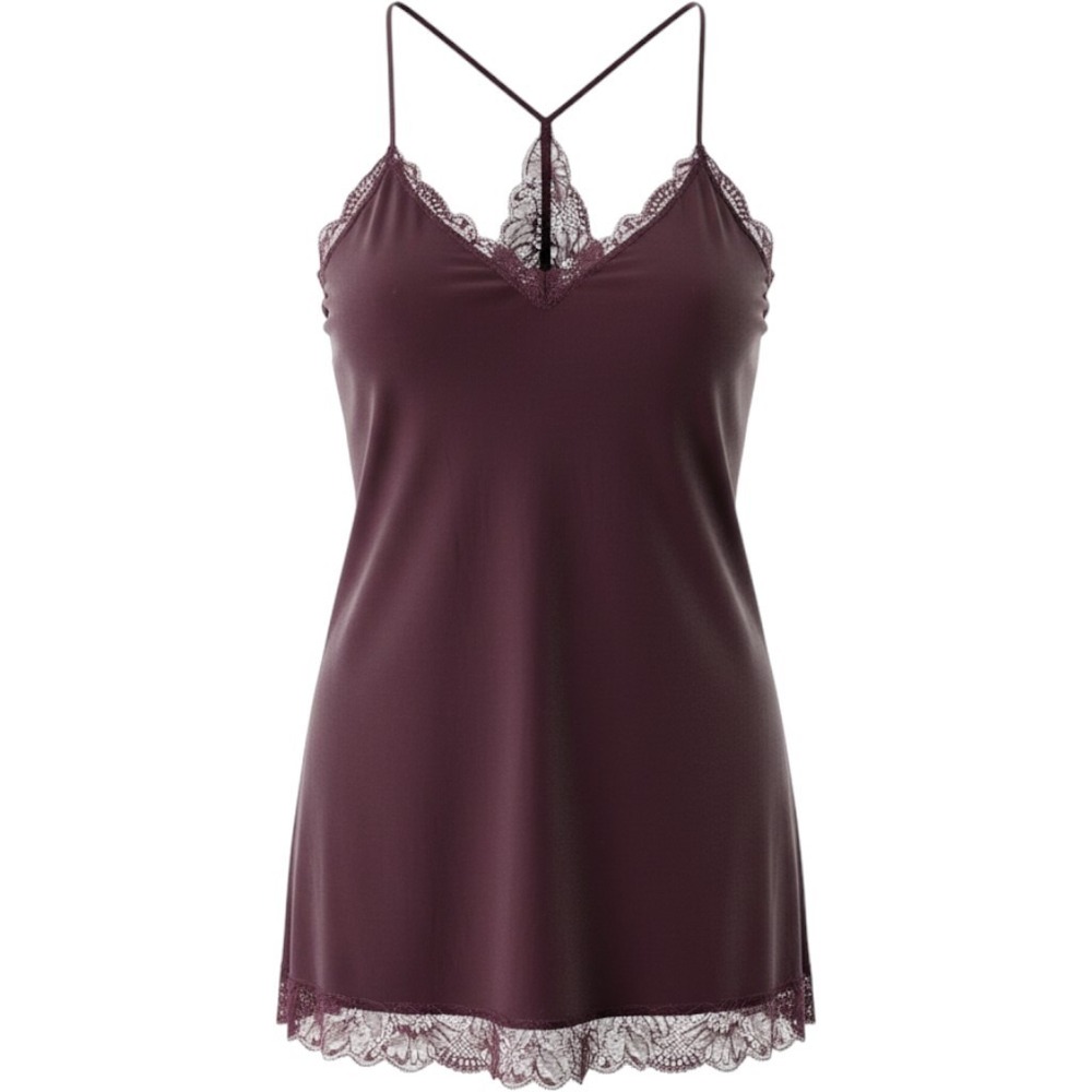Victoria's Secret Heavenly Purple Lace Trim Babydoll Slip Dress S Y2K Coquette